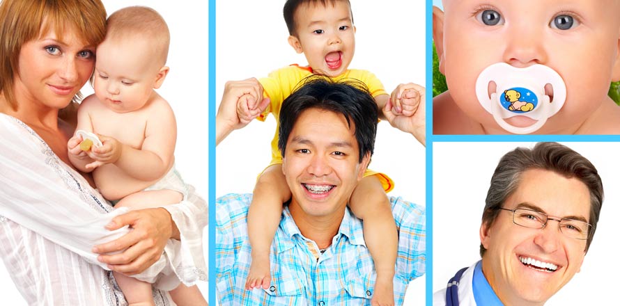 Collage of smiling adults and children
